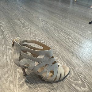 nine west taupe gladiator heels